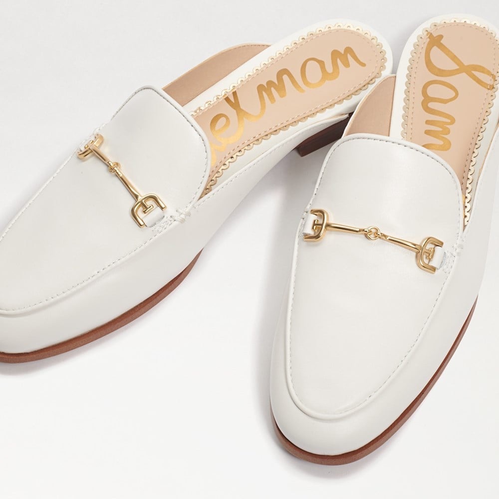 Sam Edelman White Leather Backless Bit Loafers